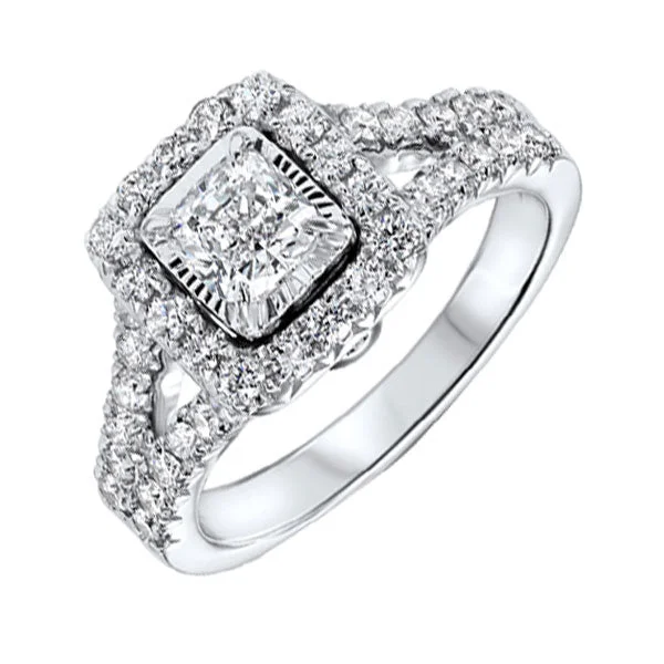 Men's Diamond Engagement Rings with Platinum Band and Halo Setting for a Luxury Proposal14KT WHITE GOLD DIAMOND(1 1/2CTW) RING