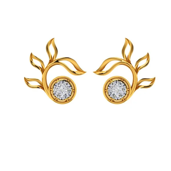 Signature - Design Women's Diamond Rings with a Brand - Specific Pattern and High - Quality Diamonds14KT (585) Yellow Gold Earring For Women