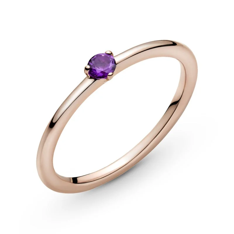 Pearl - Adorned Fashion Rings in Gold - Tone Alloy for a Sophisticated LookPandora Rose Solitaire Ring With Royal Purple Crystal