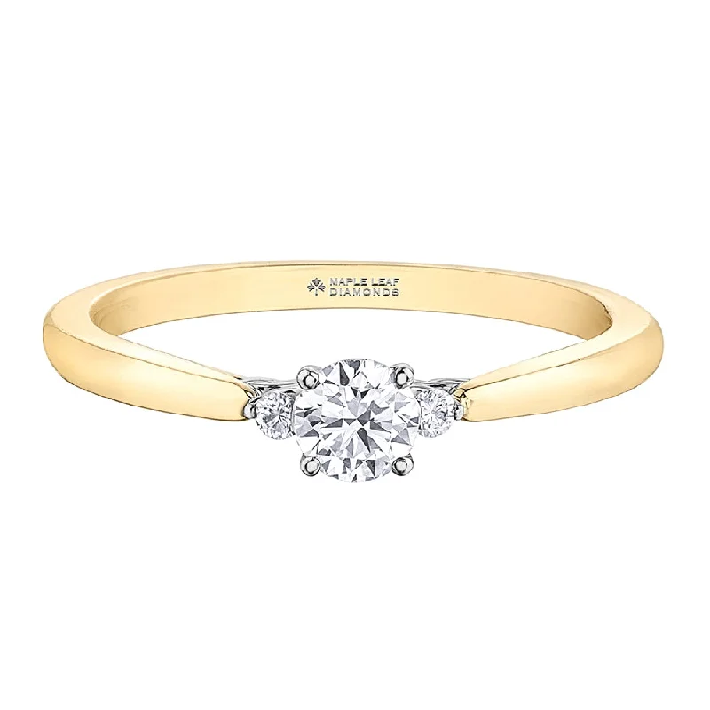 Vintage - Style Women's Diamond Rings with Floral - Engraved Bands and Multiple Diamond AccentsRound Canadian Diamond Solitaire with Accents