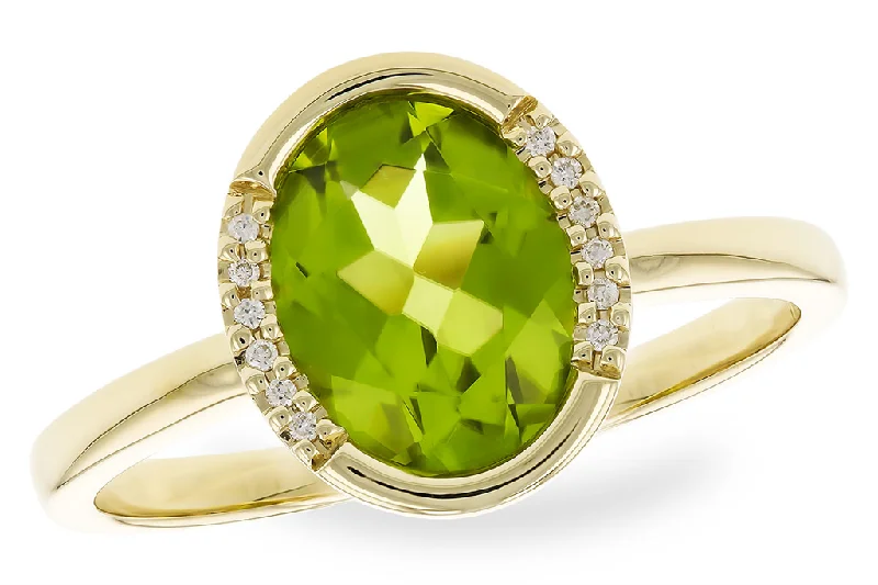 Chunky Fashion Rings in Copper with Geometric Patterns for a Bold Accessory14K Yellow Gold Peridot Halo Ring