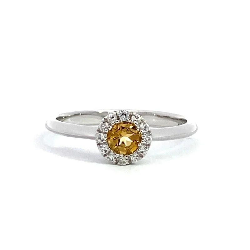 Fashion Rings with Zodiac Symbols in Gold - Filled Metal for a Personalized TouchNovember Birthstone Ring: Sterling Silver Citrine Halo Ring