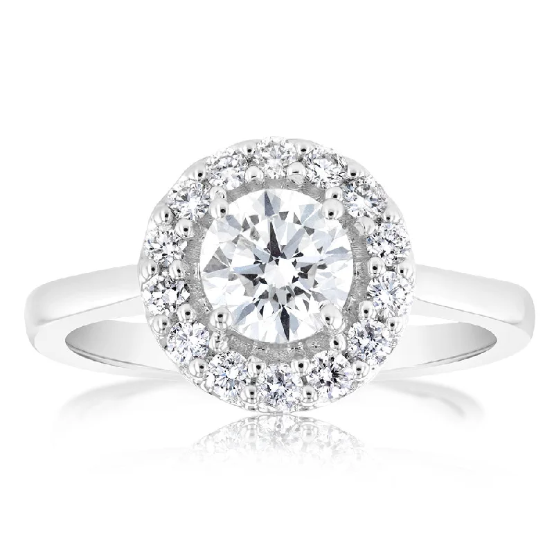 Signature - Design Women's Diamond Rings with a Brand - Specific Pattern and High - Quality DiamondsLuminesce Lab Grown 18ct White Gold 1 Carat Diamond Brilliant Halo Engagement Ring