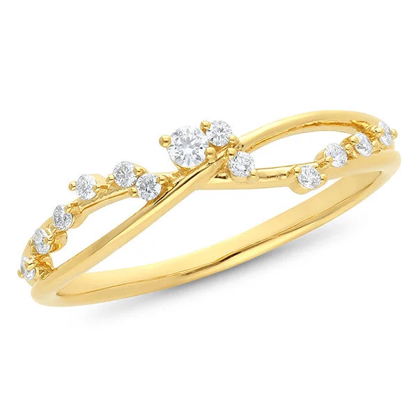 Channel - Set Women's Diamond Rings with Diamonds Securely Held in a Metal Groove for Durability9ct Yellow Gold Lab Grown Diamond Fancy Vine Ring