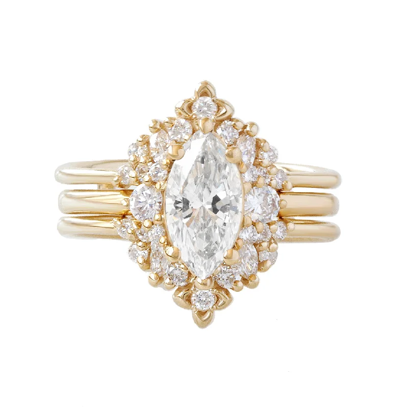 Tennis - Style Women's Diamond Rings with a Continuous Row of Diamonds for a Classic and Versatile LookMarquise Diamond Modern Engagement Ring Isabella & Orchid Ring Guard