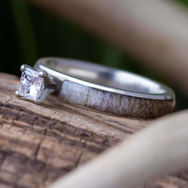 Men's Alexandrite Engagement Rings in Platinum with a Hidden Halo of DiamondsDeer Antler Engagement Ring With Princess Cut Moissanite