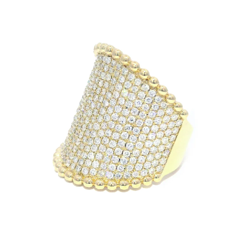 Rhinestone - Embellished Fashion Rings in Silver - Tone Metal for a Glamorous Touch14K Yellow Gold Wide Band Diamond Ring