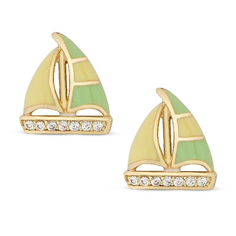 Two - Tone Gold and Silver Plated Clover Stud Earrings for a Lucky and Stylish SymbolSailboat Stud Earrings