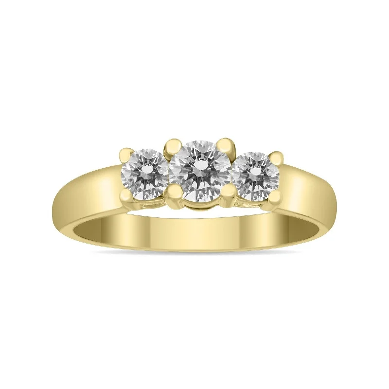 Cluster - Style Women's Diamond Rings with Multiple Small Diamonds Arranged in a Stunning PatternMarquee Certified 3/4 Carat TW Three Stone Diamond Ring in 10K Yellow Gold