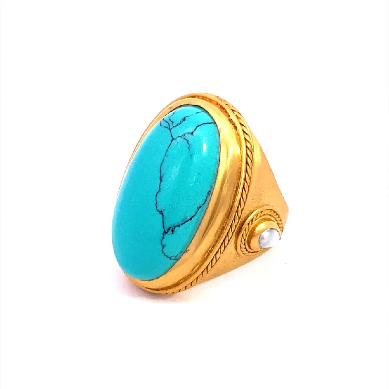 LED - Lit Fashion Rings in Plastic with Color - Changing Effects for a Futuristic Look24K Yellow Gold Overlay 'Cannes' Statement Ring With Turquoise Blue Howlite