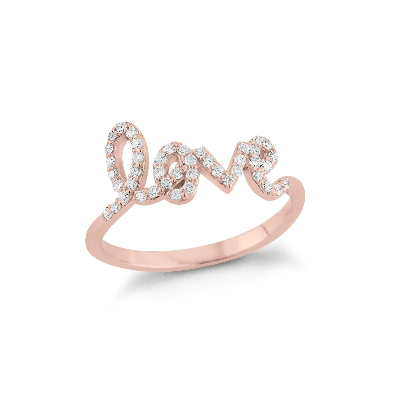 Pearl - Adorned Fashion Rings in Gold - Tone Alloy for a Sophisticated LookDiamond freestyle "Love" Ring