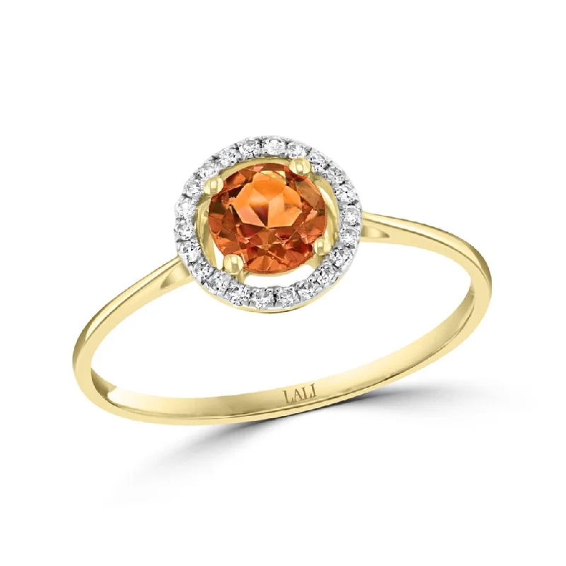 Fashion Rings with Initial Charms in Silver - Plated Metal for a Custom AccessoryNovember Birthstone Rings: 14K Yellow Gold Diamond And Citrine Halo Ring