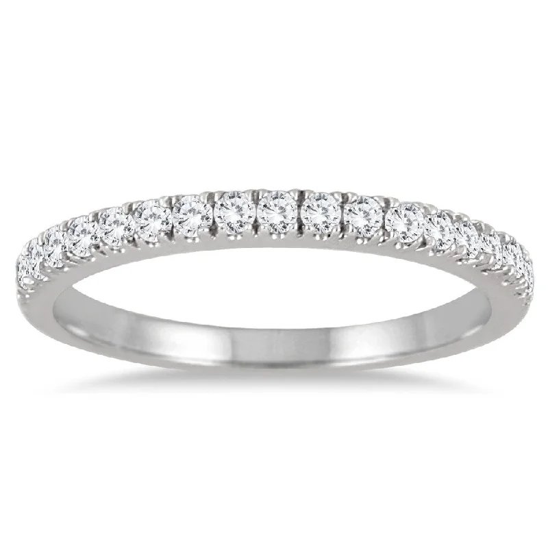 Tennis - Style Women's Diamond Rings with a Continuous Row of Diamonds for a Classic and Versatile Look1/3 Carat TW Diamond Wedding Band in 10K White Gold