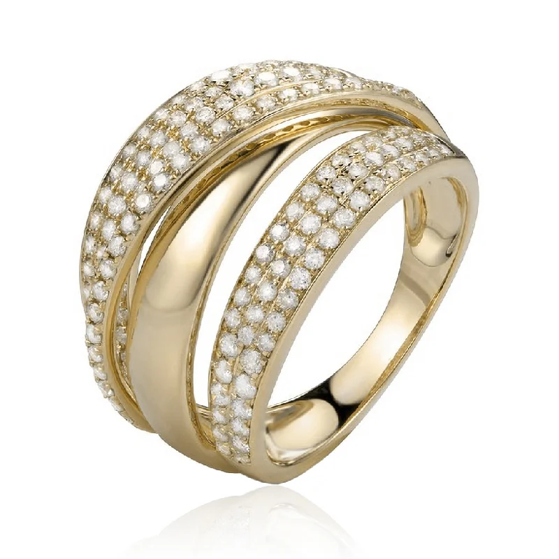 Magnetic Fashion Rings in Stainless Steel with a Modern, Interlocking Design14K Yellow Gold Twisted Diamond Ring