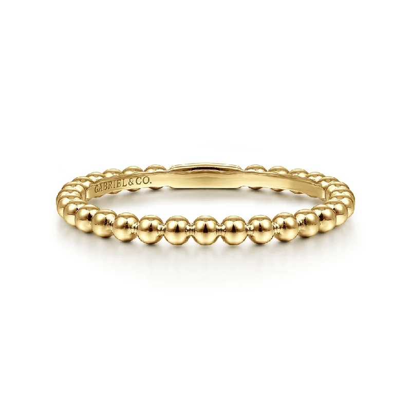 Geometric - Shaped Fashion Rings in Titanium with Iridescent Inlays14K Yellow Gold Bujukan Beaded Stackable Ring