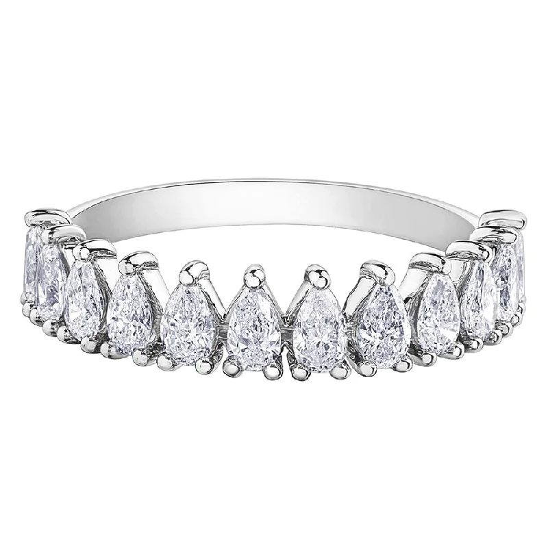 Cushion - Cut Women's Diamond Rings in Platinum with a Soft and Romantic AppearancePear-Shaped Diamond Half-Eternity Band