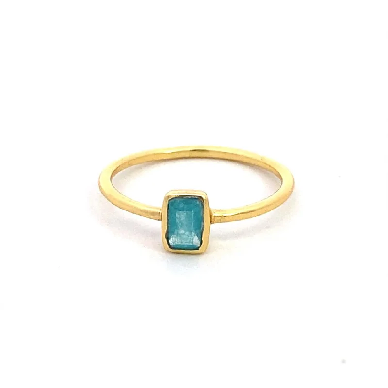 Fashion Rings with Initial Charms in Silver - Plated Metal for a Custom Accessory18K Yellow Gold Vermeil Apatite Classic Ring