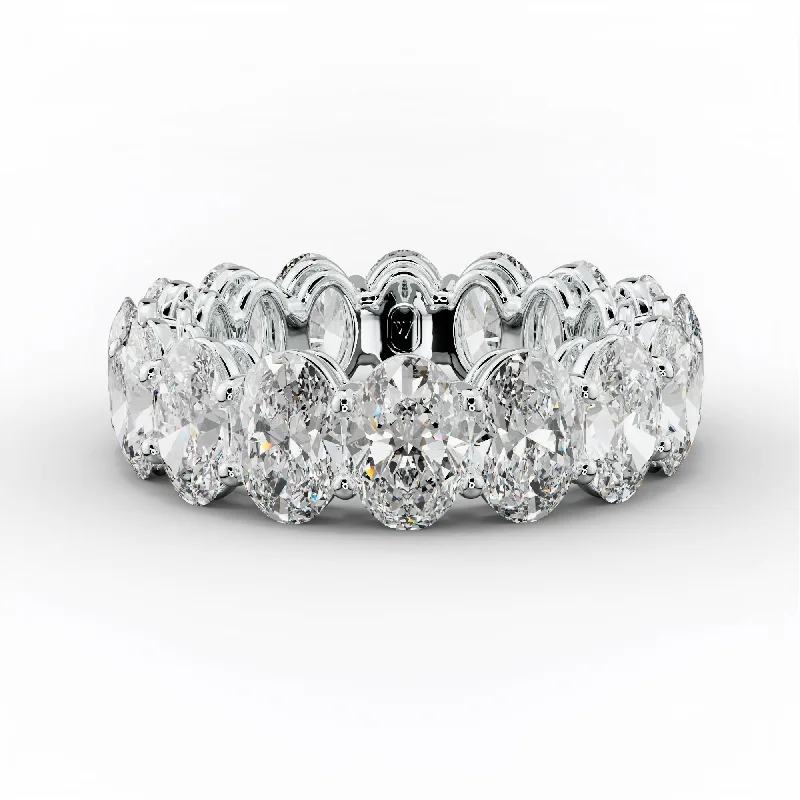 Women's Solitaire Diamond Rings with Round - Cut Diamonds and Platinum Settings for an Elegant Engagement7.0 Carat Oval Cut Diamond Eternity Band Shared Prong