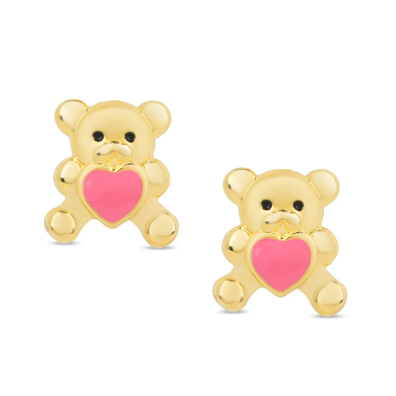 Hypoallergenic Sterling Silver Star - Studded Stud Earrings for Sensitive EarsHeart Teddy Bear Stud Earrings