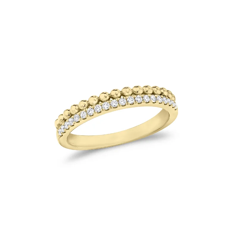 Magnetic Fashion Rings in Stainless Steel with a Modern, Interlocking DesignDiamond & Beaded Gold Stackable Ring