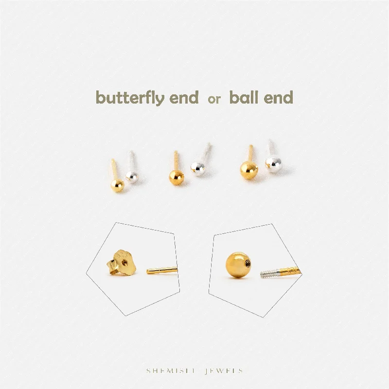 Glow - in - the - Dark Star Stud Earrings for a Mysterious and Night - Time - Friendly AccessoryShiny Ball Studs Earrings, 2, 2.5, 3mm Unisex, Gold, Silver SS201, SS001, SS002 Butterfly End, SS845, SS846, SS847 Screw Ball End (Type A)