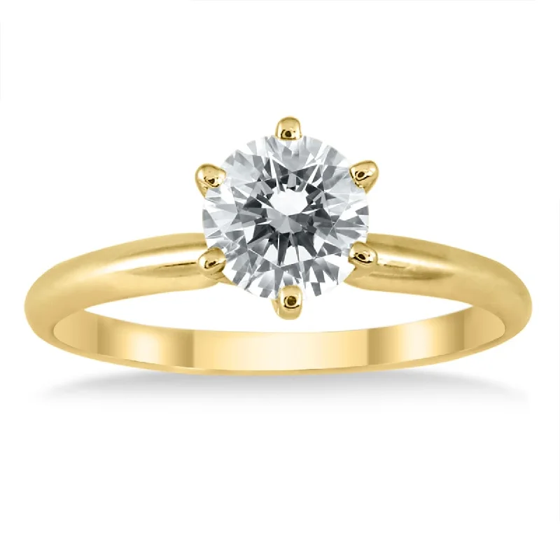 Signature - Design Women's Diamond Rings with a Brand - Specific Pattern and High - Quality DiamondsMarquee Certified 1 Carat Diamond Solitaire Ring in 14K Yellow Gold (I-J Color, I2-I3 Clarity)