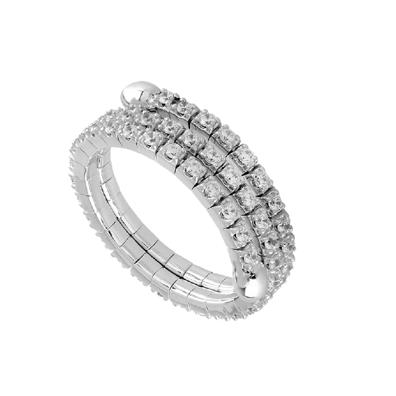 Magnetic Fashion Rings in Stainless Steel with a Modern, Interlocking DesignTitanium And 14K White Gold Diamond Flexi Ring