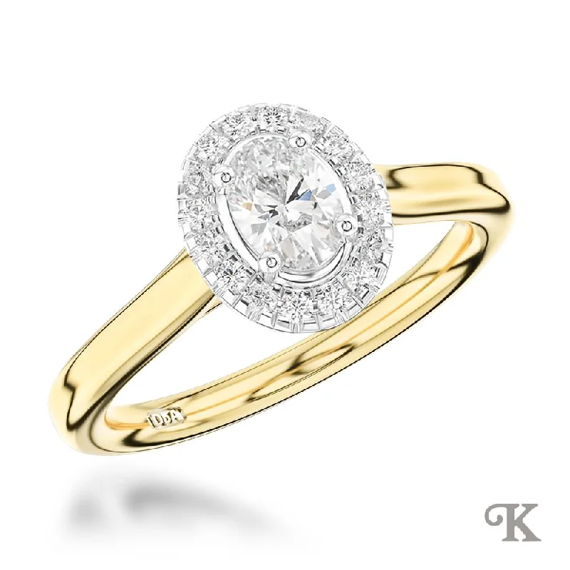 Men's Topaz Engagement Rings in 10K Gold with a Channel - Set Diamond BandSkye Pure Oval Halo