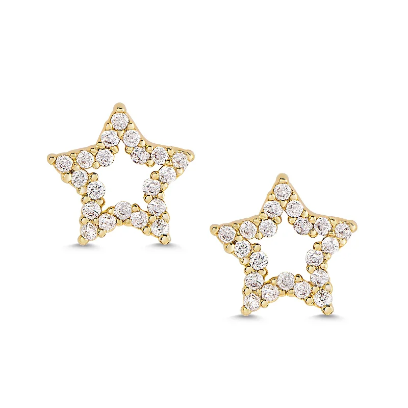 Laser - Engraved Initial Stud Earrings in Silver for a Personalized and Customized AccessoryOpen Star CZ Stud Earrings in 18k Gold over Sterling Silver