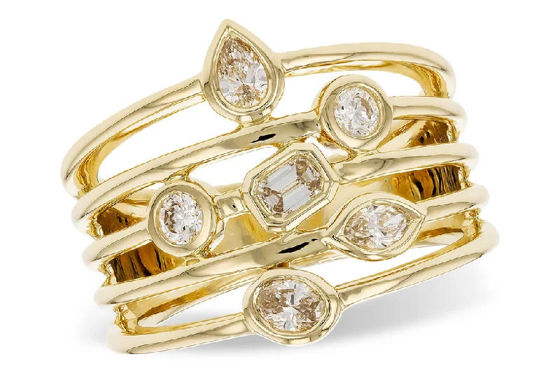 Vintage - Reproduction Fashion Rings in Bronze with Cameo - Style Medallions14K Yellow Gold Wide Band Fancy Shapes Diamond Ring