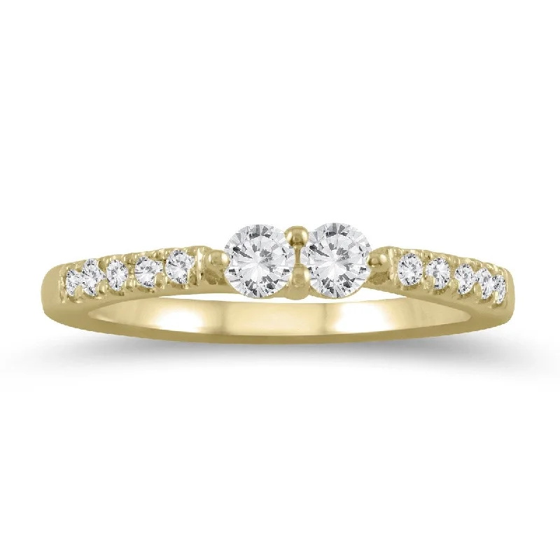 Princess - Cut Women's Diamond Rings in White Gold with a High - Clarity Diamond for a Modern LookMarquee 3/8 Carat TW Two Stone Diamond Ring in 10K Yellow Gold