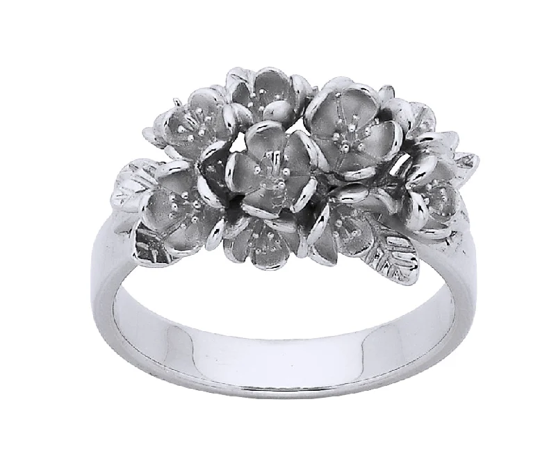 Geometric - Shaped Fashion Rings in Titanium with Iridescent InlaysSilver Flower Cluster Ring - Size K