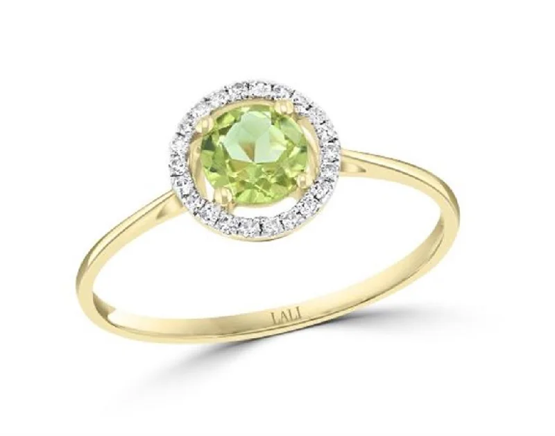 Chunky Fashion Rings in Copper with Geometric Patterns for a Bold AccessoryAugust Birthstone Rings: 14K Yellow Gold Diamond And Peridot Halo Ring