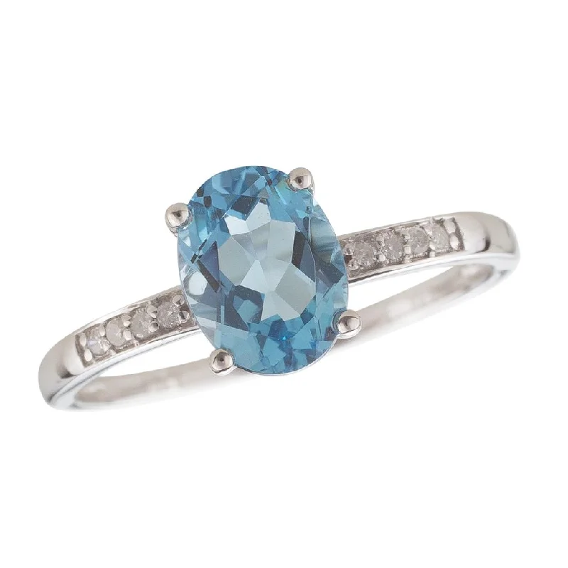 Geometric - Shaped Fashion Rings in Titanium with Iridescent InlaysDecember Birthstone Rings: 14K White Gold Diamond And Swiss Blue Topaz Ring