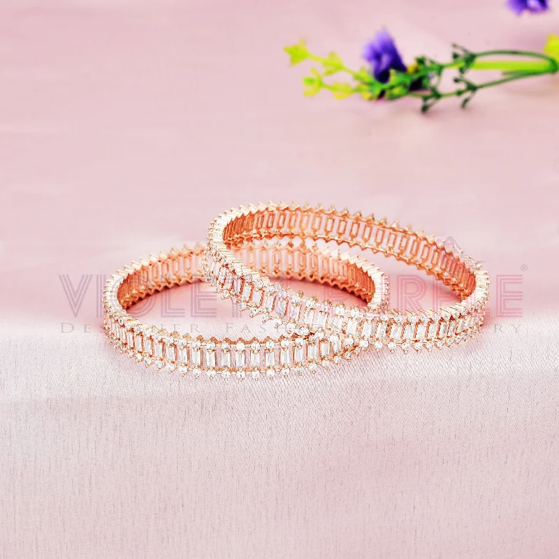 Vintage - Inspired Bangle Bracelets with Filigree and Rhinestone AccentsZirconia Bangles ZBGL10447