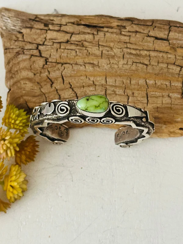 Silk - Wrapped Women's Cuff Bracelets in Soft Pastels for a Delicate and Elegant AppearanceAlex Sanchez Sonoran Gold Turquoise & Sterling Silver Cuff Bracelet