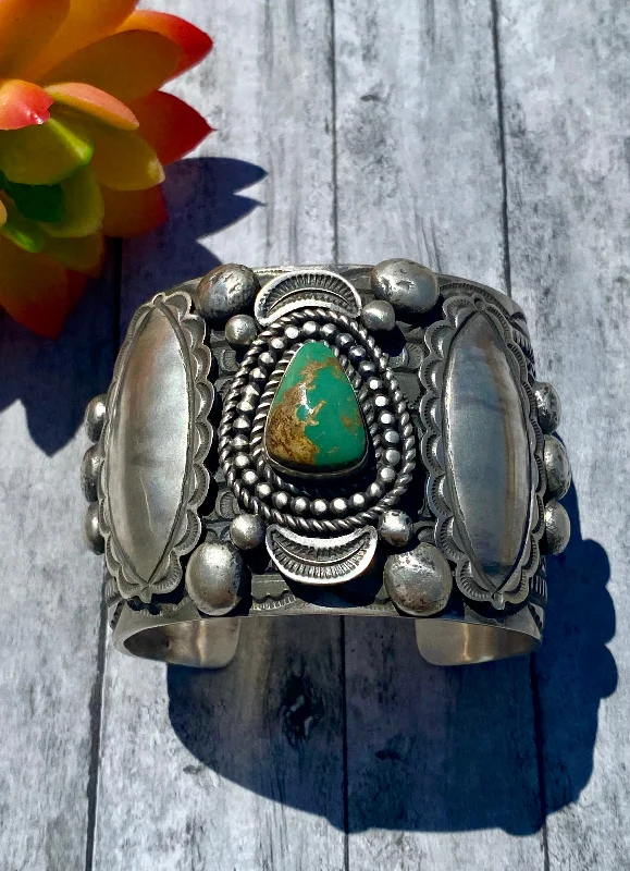 Large - Sized Women's Leather Cuff Bracelets with Studded Details for a Punk - Rock VibeAlex Sanchez Royston Turquoise & Sterling Silver Cuff Bracelet