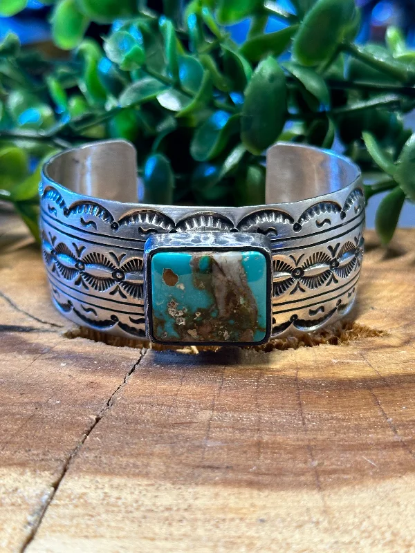 Gold - Plated Women's Cuff Bracelets with Precious Gemstone Inlays for Luxury and EleganceLeroy James Natural Royston Turquoise & Sterling Silver Cuff Bracelet