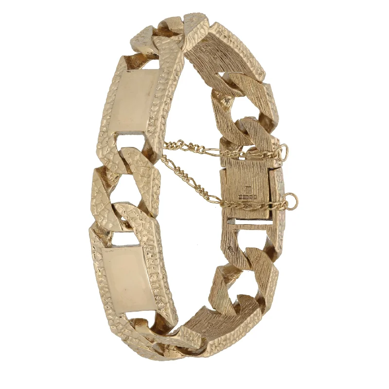 Solid Gold Bangles with Intricate Floral Engravings for a Luxurious Look9ct Gold Curb Bracelet