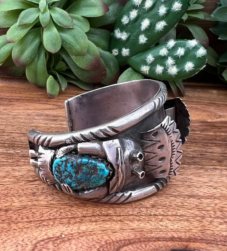 Water - Resistant Women's Cuff Bracelets in Silicone for Sports and Outdoor ActivitiesVintage Navajo Turquoise & Sterling Silver Watch Cuff Bracelet