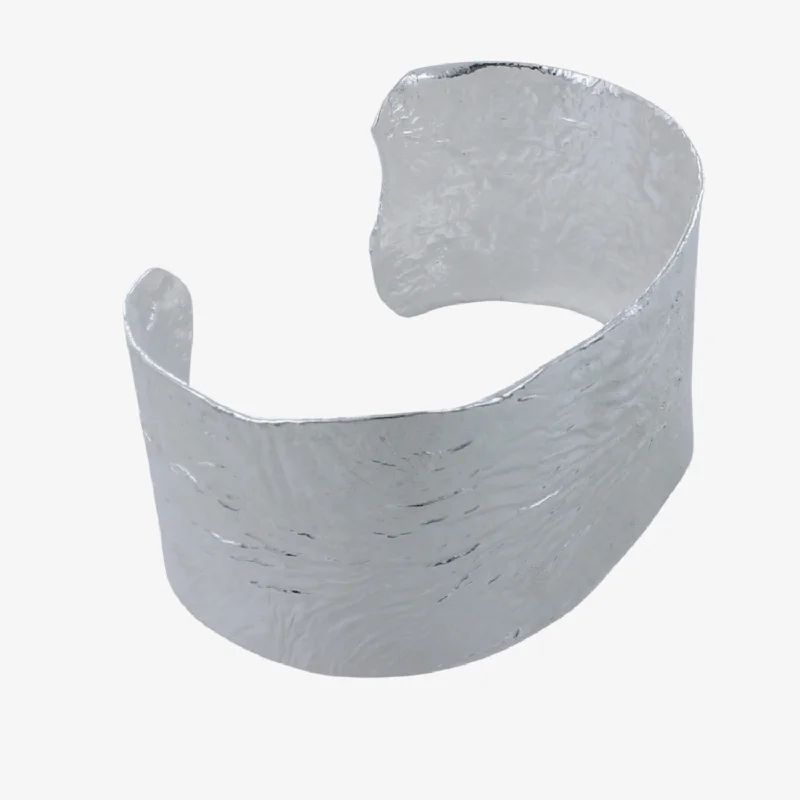 Bangle Bracelets with Adjustable Screw - Closures for a Secure FitTextured Sterling Silver Cuff