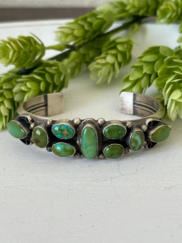 Adjustable Women's Elastic Cuff Bracelets with Pearl Accents for a Feminine TouchKathleen Chavez Sonoran Mountain Turquoise & Sterling Silver Cuff Bracelet