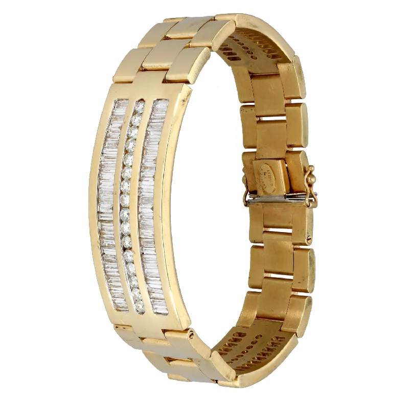 Solid Gold Bangles with Intricate Floral Engravings for a Luxurious Look14ct Gold 9.70ct Diamond ID Bracelet