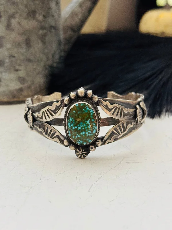 Gold - Plated Women's Cuff Bracelets with Precious Gemstone Inlays for Luxury and EleganceGilbert Tom Birdseye Kingman Turquoise & Sterling Silver Cuff Bracelet