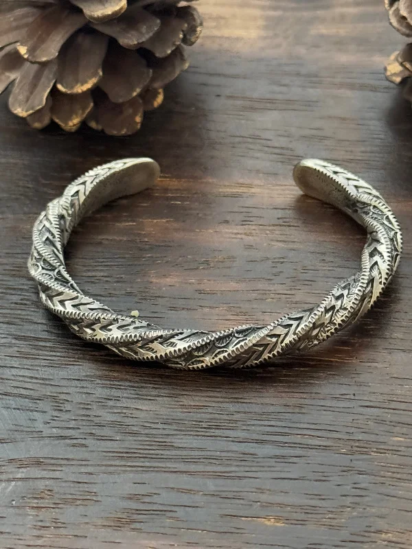 Women's Sterling Silver Cuff Bracelets with Engraved Floral Patterns for a Romantic LookSunshine Reeves Sterling Silver Cuff Bracelet