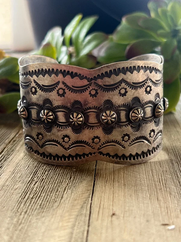 Leather - and - Metal Combo Women's Cuff Bracelets in Rustic Brown for a Western StyleChimney Butte Pink Conch & Sterling Silver Cuff Bracelet