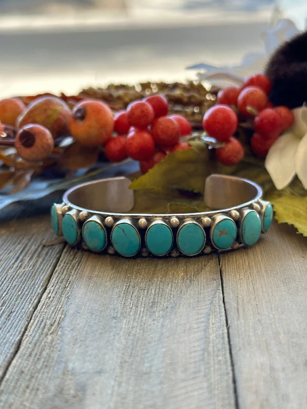 Leather - and - Metal Combo Women's Cuff Bracelets in Rustic Brown for a Western StyleBobby Johnson Blue Ridge Turquoise & Sterling Silver Cuff Bracelet