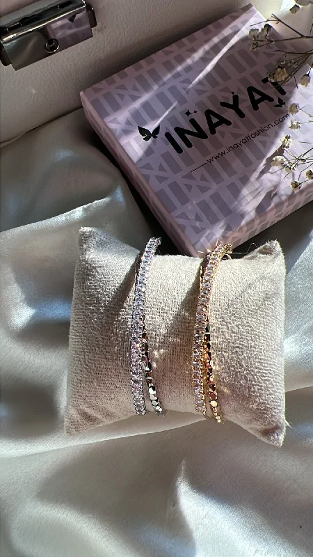 Pearl - Adorned Bangle Bracelets with Delicate Silver ChainsIllustrious luxe cuff