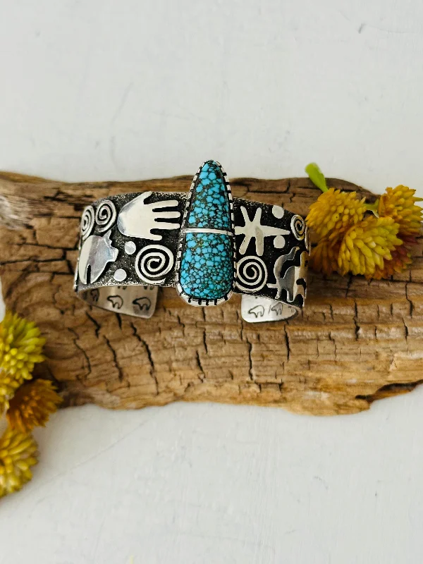 Women's Beaded Cuff Bracelets in Bohemian Style with Multiple Colors for a Summer LookAlex Sanchez Kingman Spiderweb Turquoise & Sterling Silver Cuff Bracelet