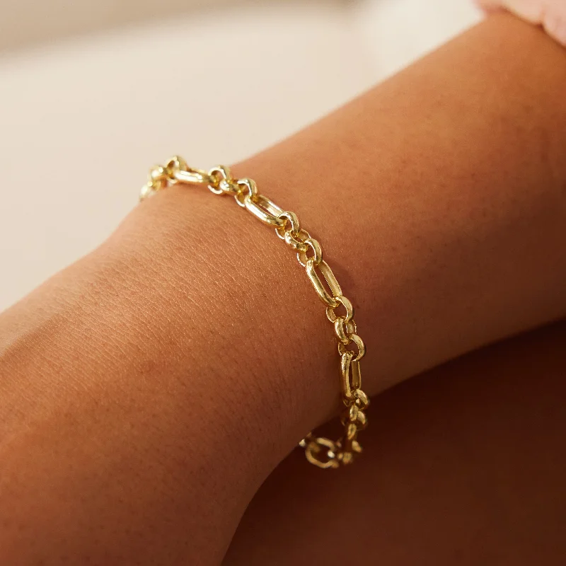 Pearl - Adorned Bangle Bracelets with Delicate Silver ChainsGold Link Bracelet